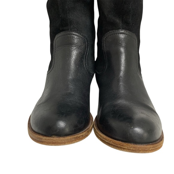 Kork Ease Black Suede Leather Knee High Riding Boots Buckle Zip Women's Sz 6.5M - Picture 7 of 16